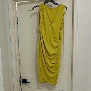 RACHEL Rachel Roy Sleeveless Draped Lime-Green Midi Dress